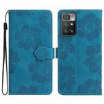 For Xiaomi Redmi 10 2022 Flower Embossing Pattern Leather Phone Case(Blue)