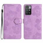 For Xiaomi Redmi 10 2022 Flower Embossing Pattern Leather Phone Case(Purple)