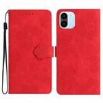 For Xiaomi Redmi A1 Flower Embossing Pattern Leather Phone Case(Red)
