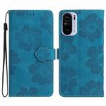 For Xiaomi Redmi K40 / K40 Pro Flower Embossing Pattern Leather Phone Case(Blue)