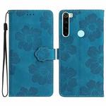 For Xiaomi Redmi Note 8T Flower Embossing Pattern Leather Phone Case(Blue)