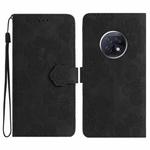 For Xiaomi Redmi Note 9 5G / Note 9T Flower Embossing Pattern Leather Phone Case(Black)