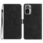 For Xiaomi Redmi Note 10 4G / Note 10S Flower Embossing Pattern Leather Phone Case(Black)