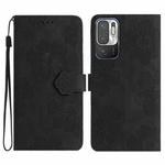 For Xiaomi Redmi Note 10 5G Flower Embossing Pattern Leather Phone Case(Black)