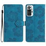 For Xiaomi Redmi Note 10 Pro / 10 Pro Max Flower Embossing Pattern Leather Phone Case(Blue)