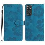 For Xiaomi Redmi Note 11 4G Global / Note 11S Flower Embossing Pattern Leather Phone Case(Blue)