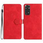 For Xiaomi Redmi Note 11 4G Global / Note 11S Flower Embossing Pattern Leather Phone Case(Red)