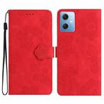 For Xiaomi Redmi Note 12 5G Flower Embossing Pattern Leather Phone Case(Red)