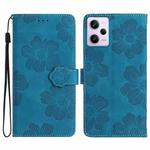 For Xiaomi Redmi Note 12 Pro 5G Flower Embossing Pattern Leather Phone Case(Blue)