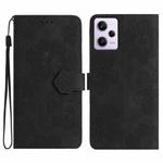 For Xiaomi Redmi Note 12 Pro 5G Flower Embossing Pattern Leather Phone Case(Black)