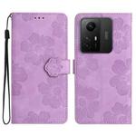 For Xiaomi Redmi Note 12S Flower Embossing Pattern Leather Phone Case(Purple)