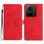 For Xiaomi Redmi Note 12S Flower Embossing Pattern Leather Phone Case(Red)