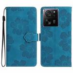 For Xiaomi 13T Flower Embossing Pattern Leather Phone Case(Blue)