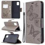 For Samsung Galaxy A31 Two Butterflies Embossing Pattern Horizontal Flip Leather Case with Holder & Card Slot & Wallet & Lanyard(Grey)
