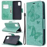 For Samsung Galaxy A31 Two Butterflies Embossing Pattern Horizontal Flip Leather Case with Holder & Card Slot & Wallet & Lanyard(Green)