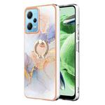 For Xiaomi Redmi Note 12 5G Global/Poco X5 5G Electroplating IMD TPU Phone Case with Ring(White Marble)