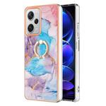 For Xiaomi Redmi Note 12 Pro+ Global Electroplating IMD TPU Phone Case with Ring(Blue Marble)