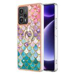 For Xiaomi Poco F5 5G / Redmi Note 12 Turbo Electroplating IMD TPU Phone Case with Ring(Colorful Scales)