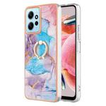 For Xiaomi Redmi Note 12 4G Global Electroplating IMD TPU Phone Case with Ring(Blue Marble)