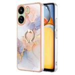 For Xiaomi Redmi 13C 4G Electroplating IMD TPU Phone Case with Ring(White Marble)