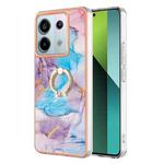 For Xiaomi Redmi Note 13 Pro 5G Global Electroplating IMD TPU Phone Case with Ring(Blue Marble)