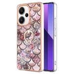 For Xiaomi Redmi Note 13 Pro+ 5G Electroplating IMD TPU Phone Case with Ring(Pink Scales)