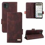 For Sharp Aquos wish5 Magnetic Clasp Leather Phone Case(Brown)