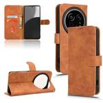 For Sharp Aquos R9 Skin Feel Magnetic Flip Leather Phone Case(Brown)