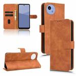 For Sharp Aquos wish5 Skin Feel Magnetic Flip Leather Phone Case(Brown)