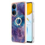 For Honor X7 Electroplating Marble Dual-side IMD Phone Case with Ring(Purple 016)