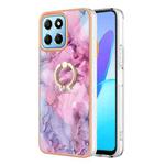 For Honor X8 5G / X6 4G Electroplating Marble Dual-side IMD Phone Case with Ring(Pink 013)