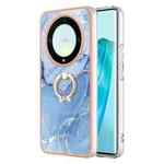 For Honor X9a / Magic5 Lite Electroplating Marble Dual-side IMD Phone Case with Ring(Blue 018)