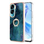 For Honor 90 Lite 5G Electroplating Marble Dual-side IMD Phone Case with Ring(Green 017)