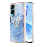 For Honor 90 Lite 5G Electroplating Marble Dual-side IMD Phone Case with Ring(Blue 018)