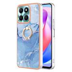 For Honor X6a Electroplating Marble Dual-side IMD Phone Case with Ring(Blue 018)