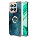 For Honor X8b Electroplating Marble Dual-side IMD Phone Case with Ring(Green 017)