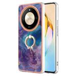 For Honor X9b Electroplating Marble Dual-side IMD Phone Case with Ring(Purple 016)