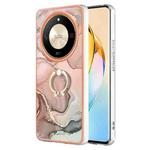 For Honor X9b Electroplating Marble Dual-side IMD Phone Case with Ring(Rose Gold 015)