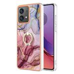 For Motorola Moto G84 Electroplating Marble Dual-side IMD Phone Case with Ring(Rose Red 014)