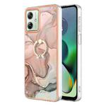 For Motorola Moto G54 Electroplating Marble Dual-side IMD Phone Case with Ring(Rose Gold 015)