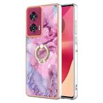 For Motorola Edge 50 Fusion Electroplating Marble Dual-side IMD Phone Case with Ring(Pink 013)