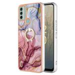 For Nokia C31 Electroplating Marble Dual-side IMD Phone Case with Ring(Rose Red 014)