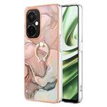 For OnePlus Nord CE 3 Lite/Nord N30/OPP0 K11x Electroplating Marble Dual-side IMD Phone Case with Ring(Rose Gold 015)