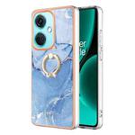 For OnePlus Nord CE 3 Electroplating Marble Dual-side IMD Phone Case with Ring(Blue 018)