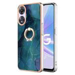 For OPPO A78 / A58 Electroplating Marble Dual-side IMD Phone Case with Ring(Green 017)