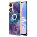 For OPPO A78 / A58 Electroplating Marble Dual-side IMD Phone Case with Ring(Purple 016)