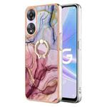 For OPPO A78 5G / A58 5G Electroplating Marble Dual-side IMD Phone Case with Ring(Rose Red 014)