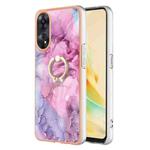 For OPPO Reno8 T 4G Electroplating Marble Dual-side IMD Phone Case with Ring(Pink 013)