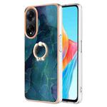 For OPPO A98 Electroplating Marble Dual-side IMD Phone Case with Ring(Green 017)