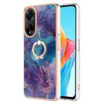 For OPPO A98 Electroplating Marble Dual-side IMD Phone Case with Ring(Purple 016)